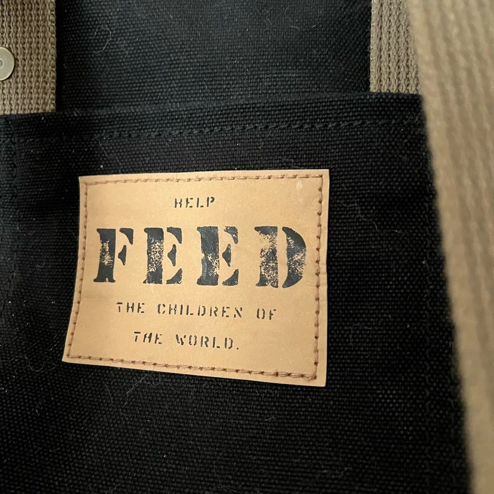 FEED Black Diaper Bag Organic Cotton w/ Changing Pad & Strap